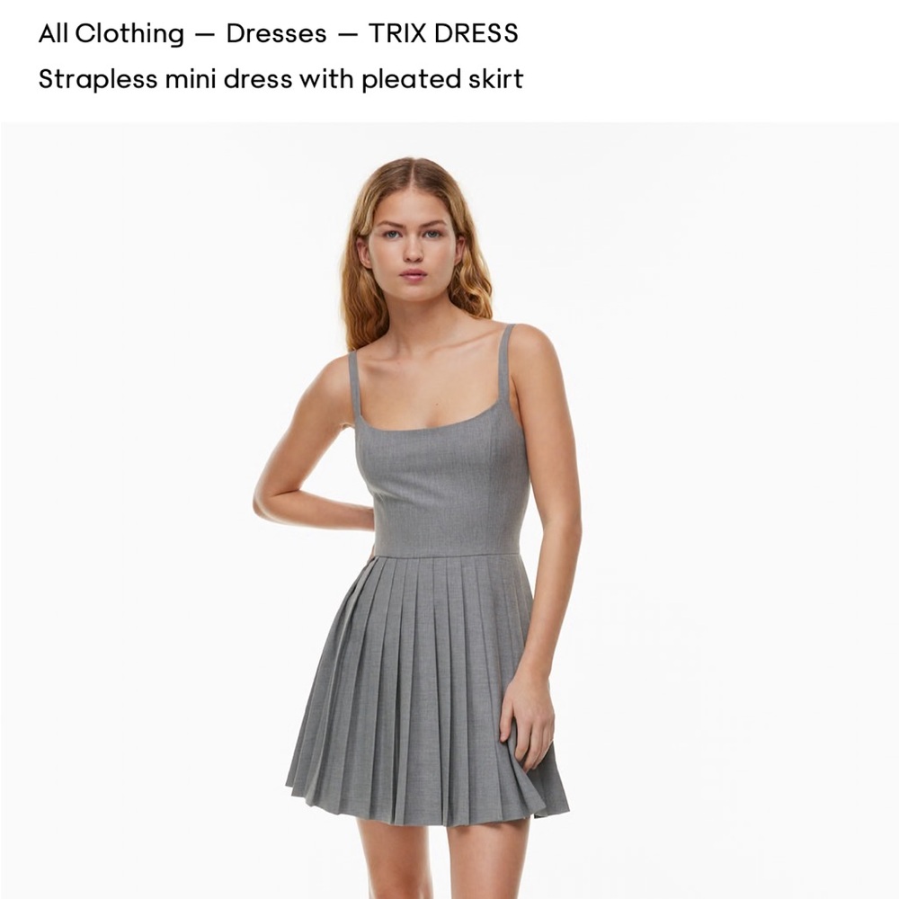 Sunday Best Gray Pleated Strap Mini Dress